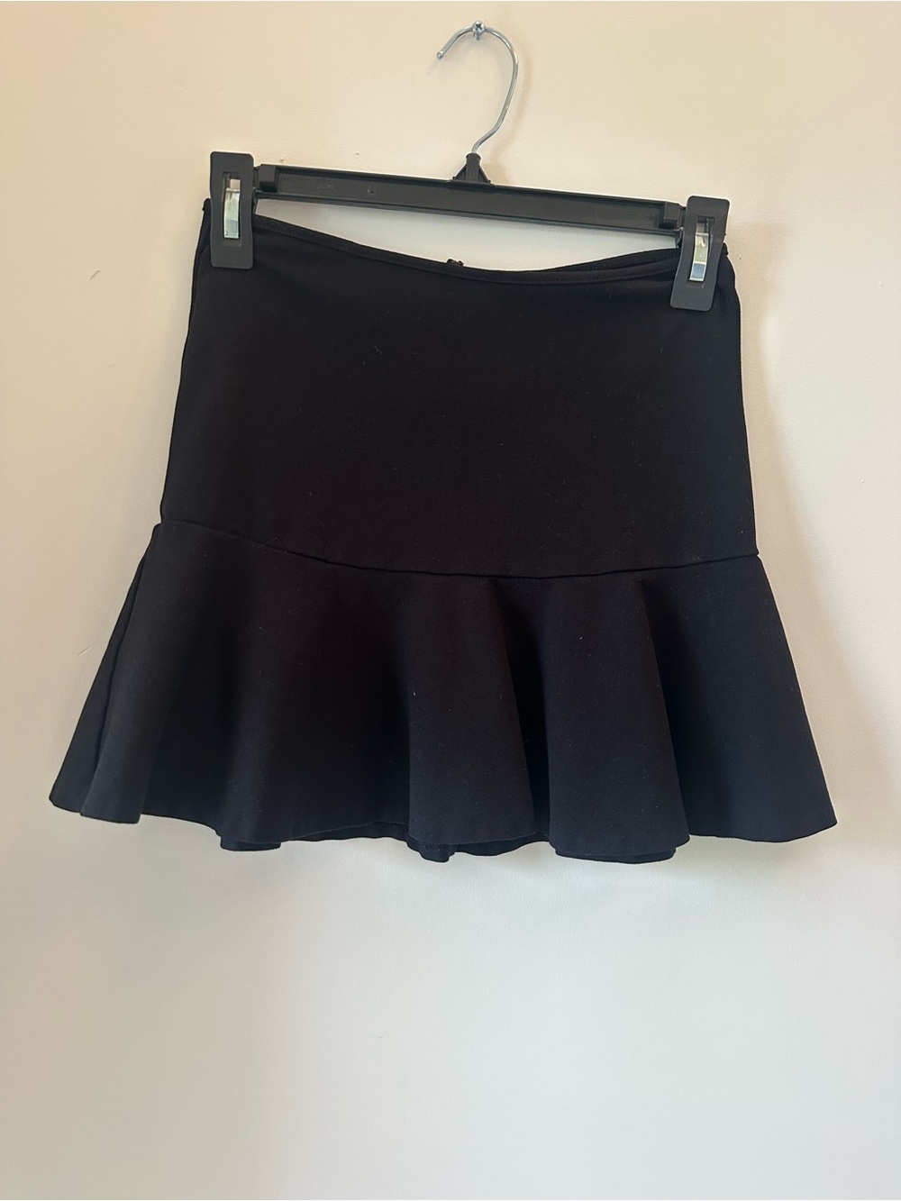 Guess Black Flared Mini Skirt with Ruffle Hem